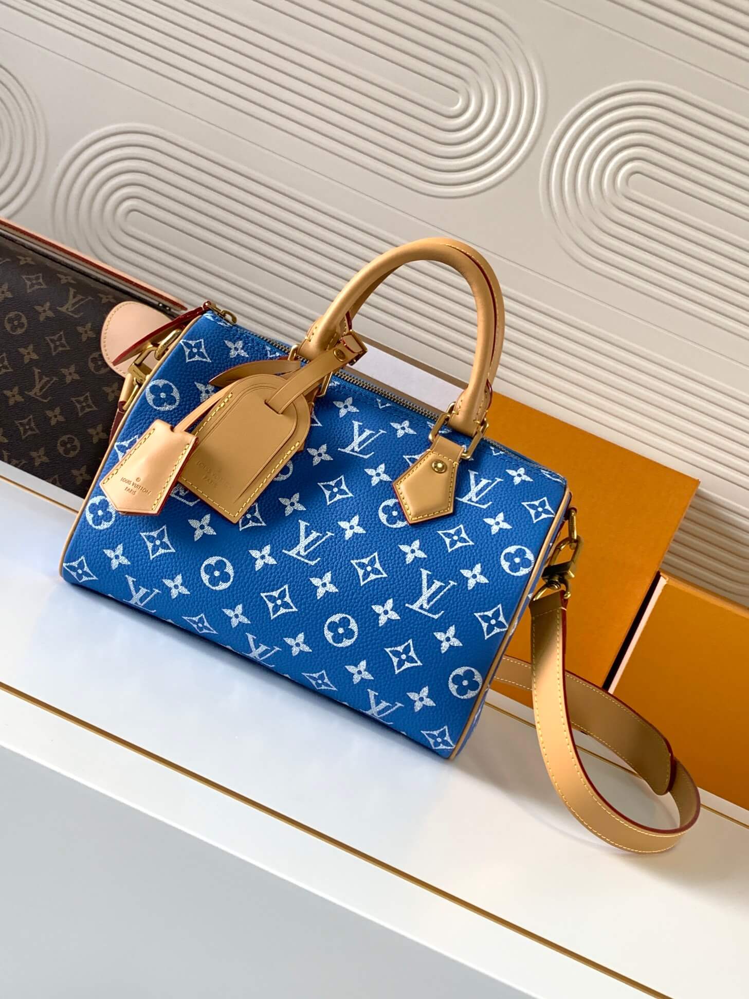 Louis Vuitton LV Blue Monogram Leather Speedy P9 Bandoulière 25 Bag