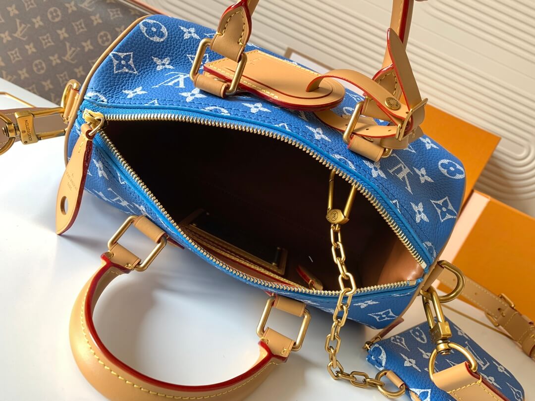 Louis Vuitton LV Blue Monogram Leather Speedy P9 Bandoulière 25 Bag - Image 2