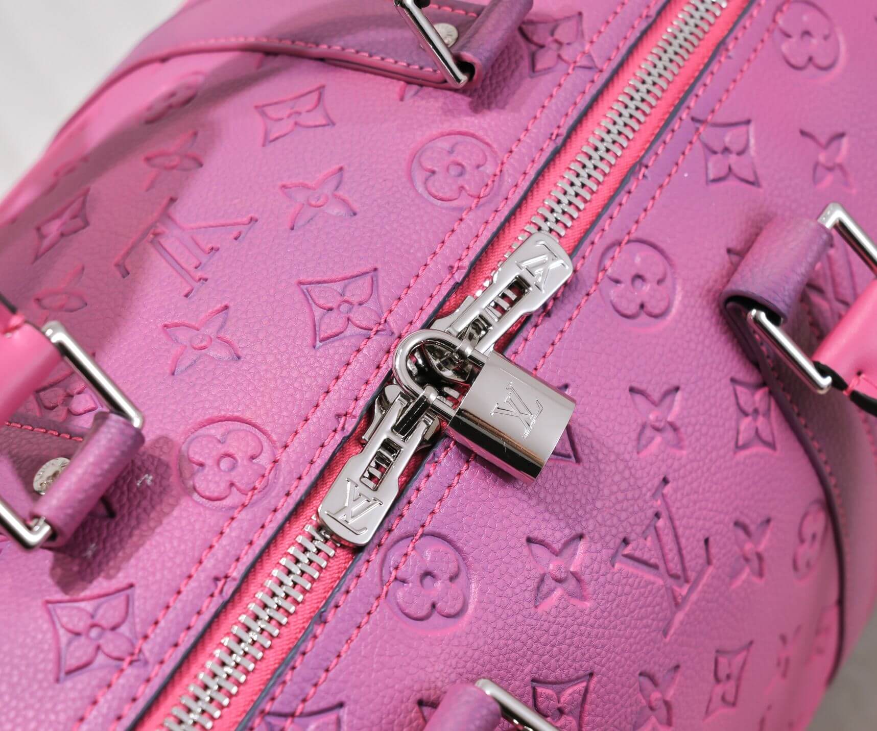Louis Vuitton Taurillon Leather Pink Blue Illusion Monogram Keepall Bandoulière 50 Bag - Image 2