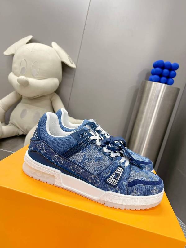 Louis Vuitton LV Trainer Sneaker in Light Blue Monogram Denim