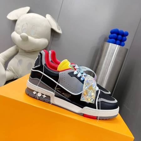 Louis Vuitton LV Trainer Sneaker in Black/Grey/Yellow Tongue