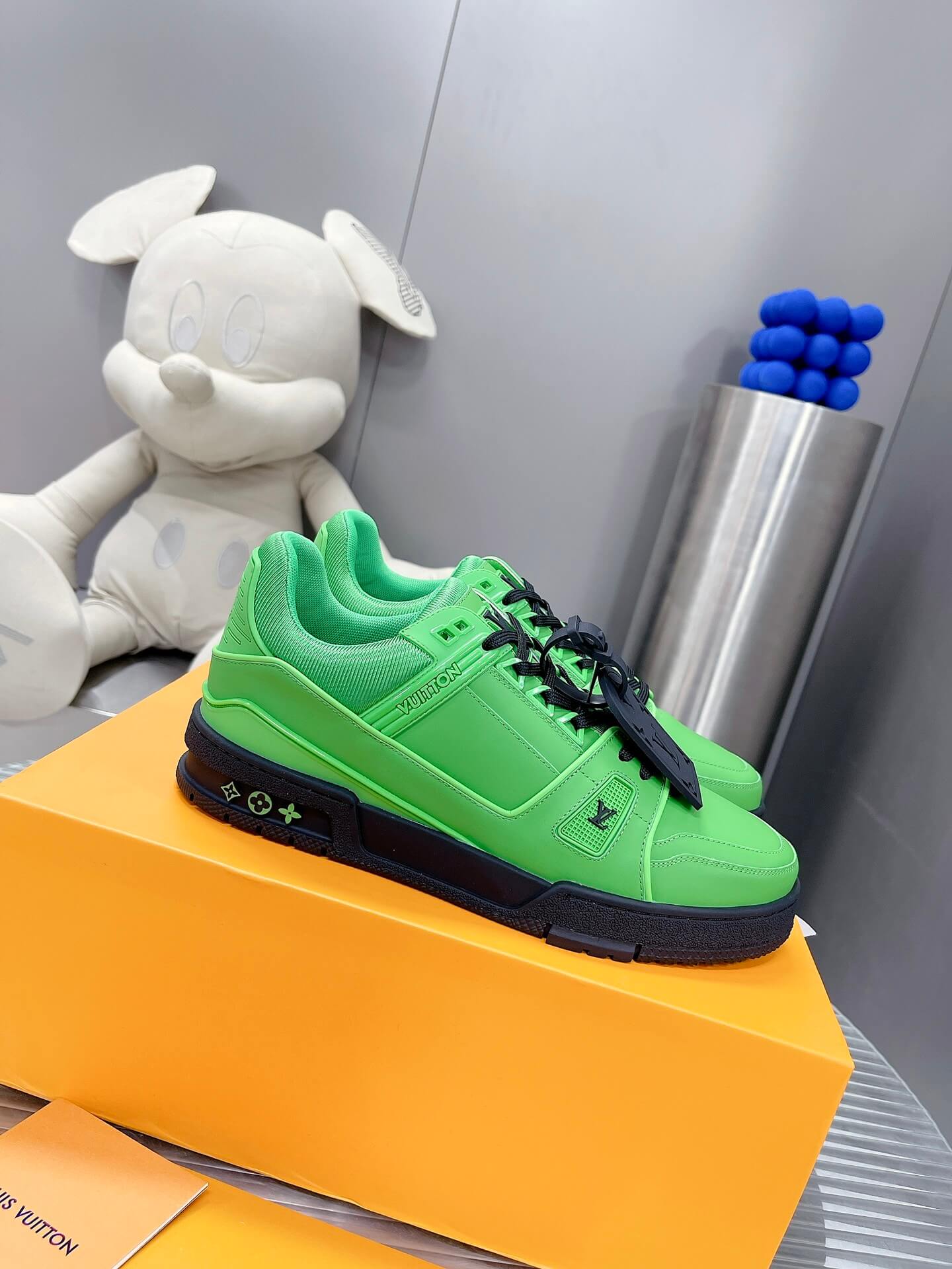 Louis Vuitton LV Trainer Sneaker in Green/Black Leather