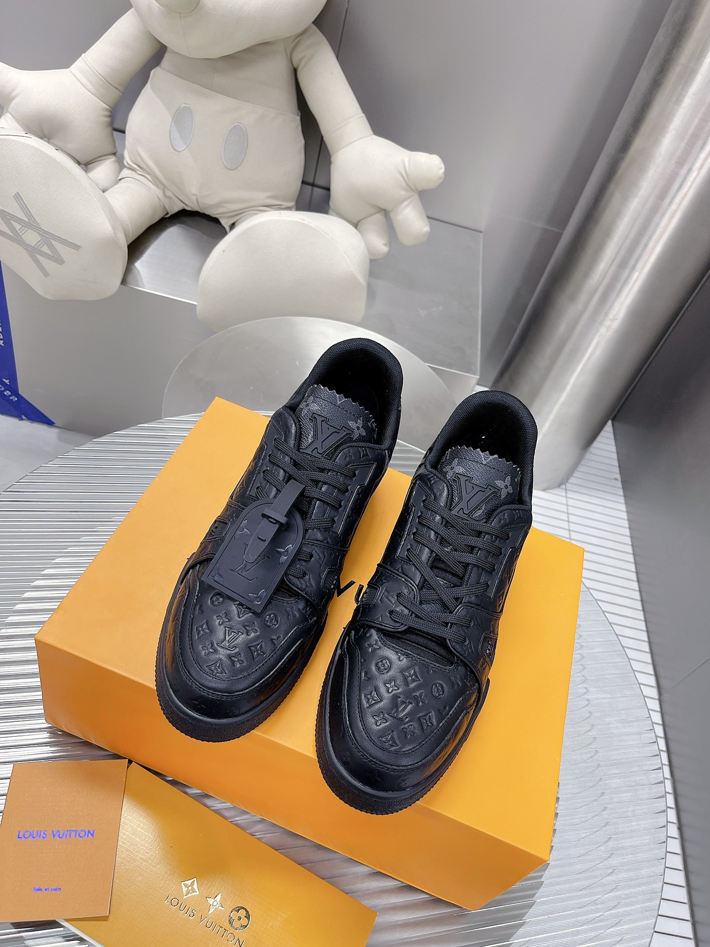 Louis Vuitton LV Trainer Sneaker in Black Monogram Leather - Image 6