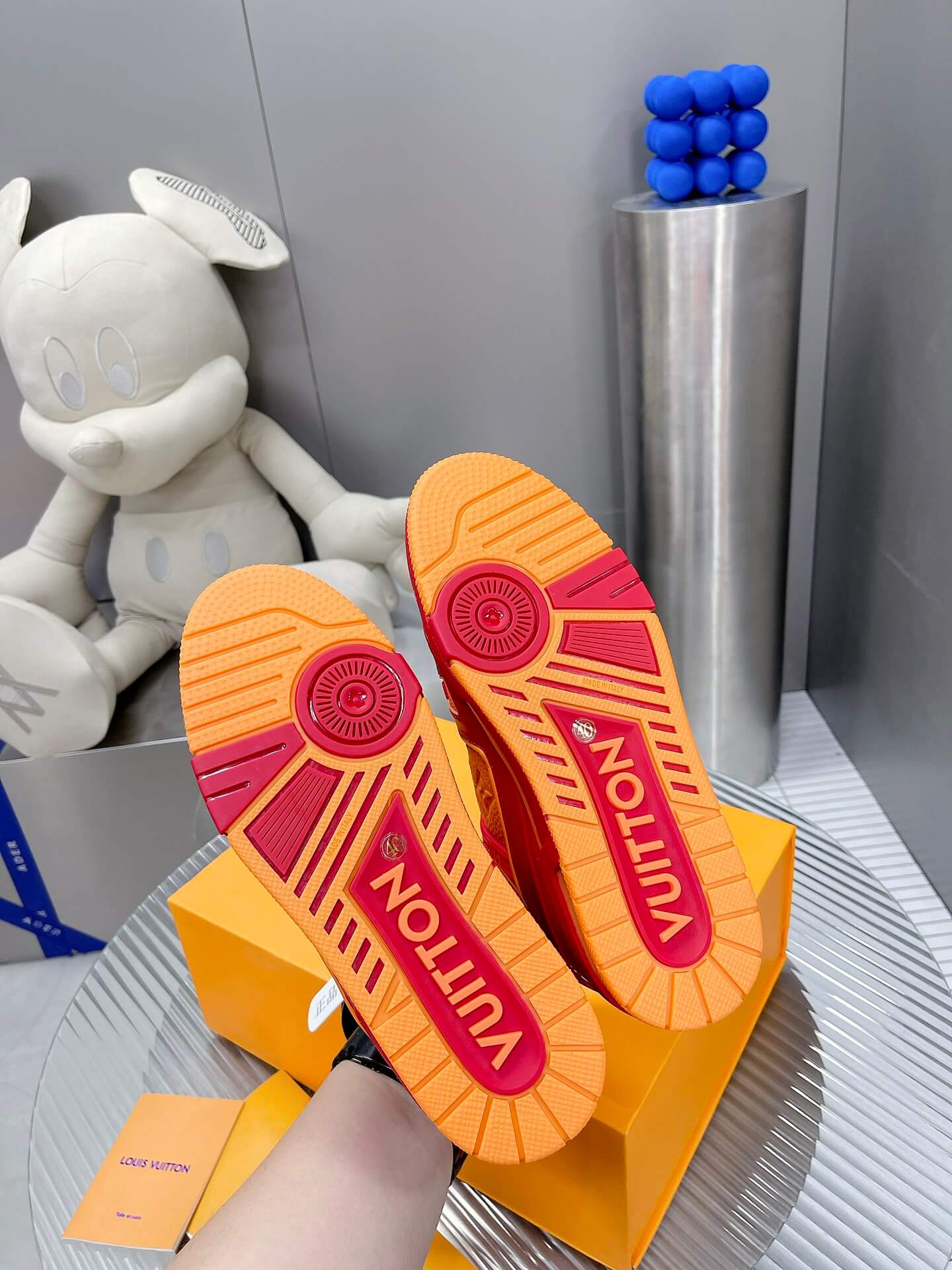 Louis Vuitton LV Trainer Sneaker in Orange/Red Leather - Image 7