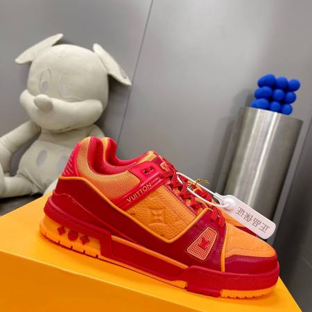 Louis Vuitton LV Trainer Sneaker in Orange/Red Leather
