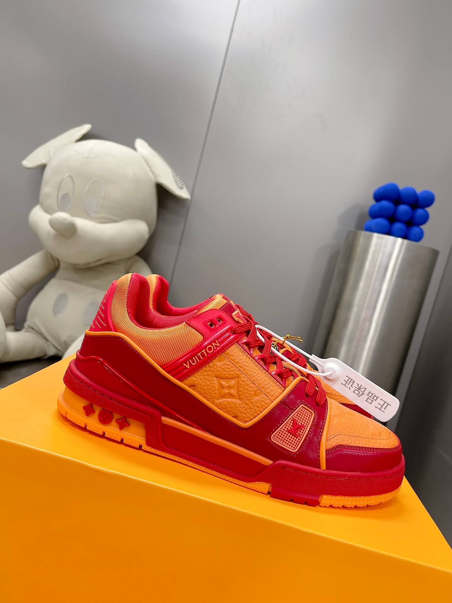 Louis Vuitton LV Trainer Sneaker in Orange/Red Leather