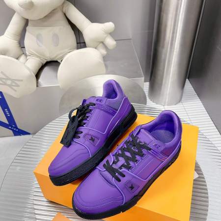 Louis Vuitton LV Trainer Sneaker in Purple/Black Leather