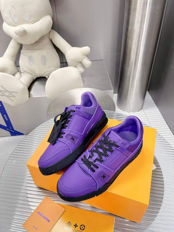 Louis Vuitton LV Trainer Sneaker in Purple/Black Leather