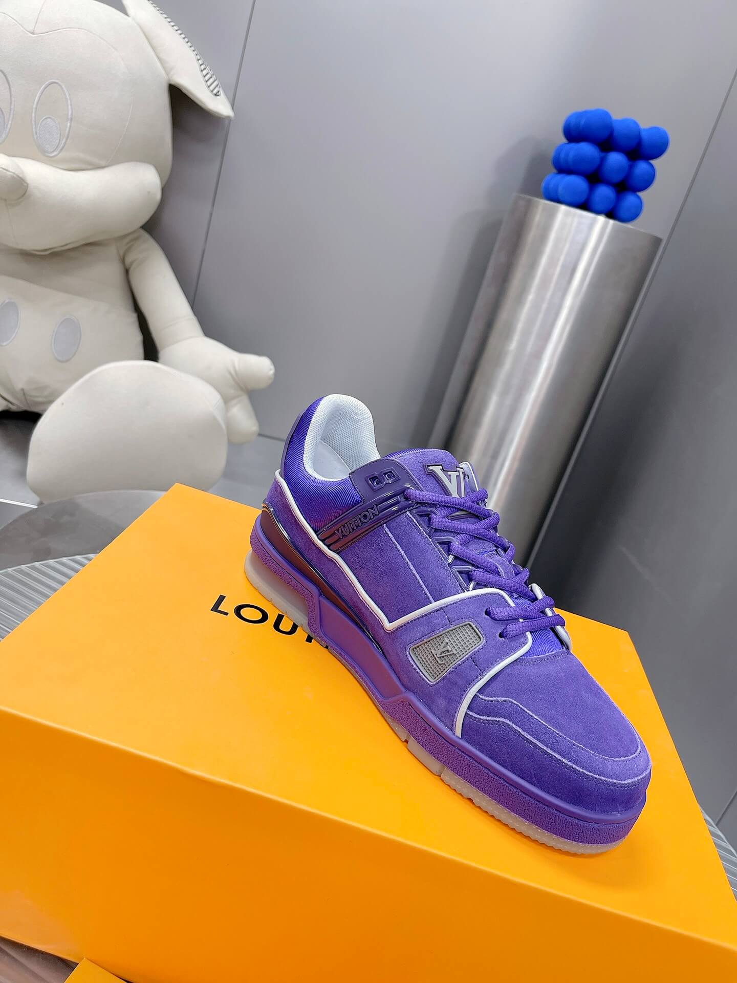 Louis Vuitton LV Trainer Sneaker in Purple Suede Leather - Image 5