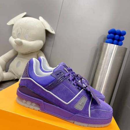 Louis Vuitton LV Trainer Sneaker in Purple Suede Leather