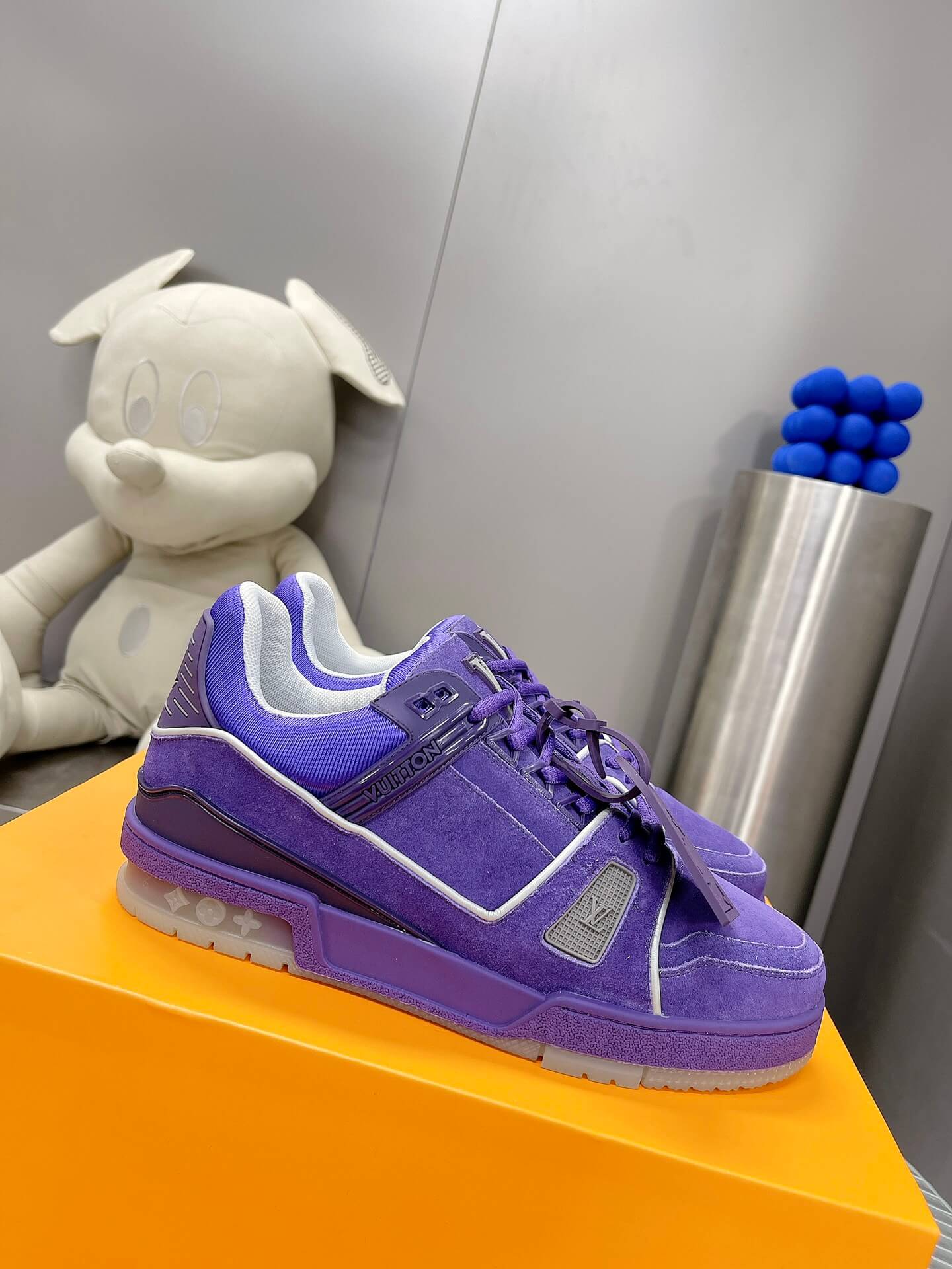 Louis Vuitton LV Trainer Sneaker in Purple Suede Leather