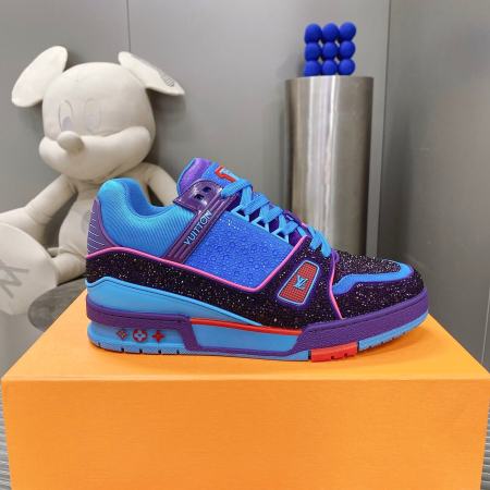 Louis Vuitton LV Crystal-Encrusted Trainer Sneaker in Neon Blue