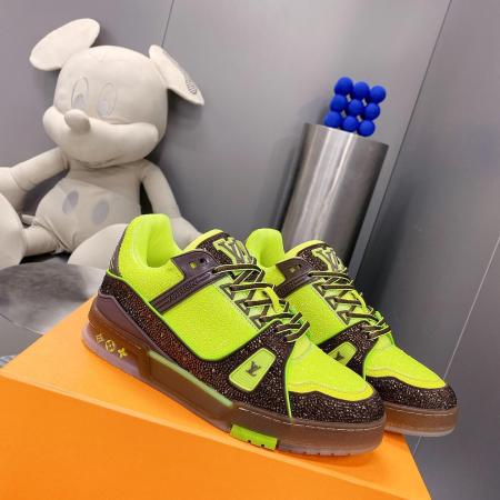 Louis Vuitton LV Crystal-Encrusted Trainer Sneaker in Neon Yellow