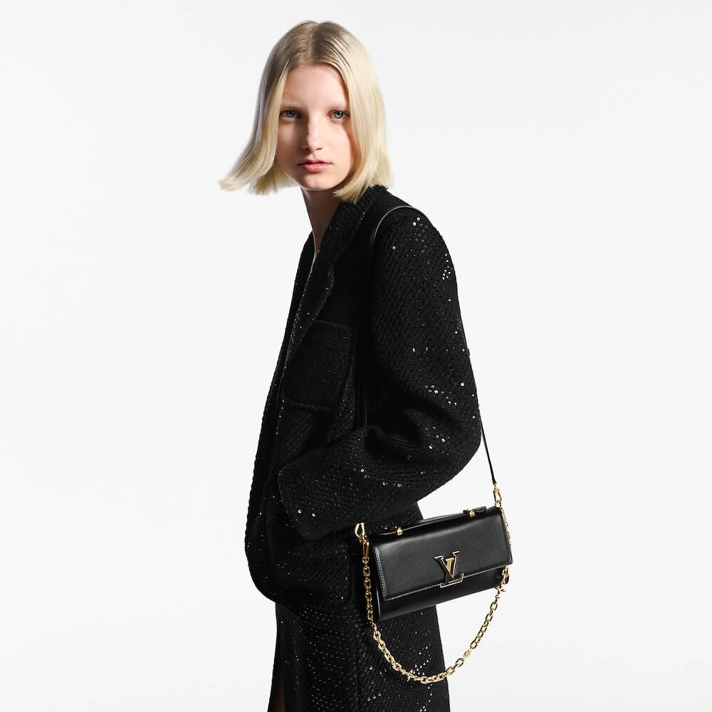 Louis Vuitton Black Leather Wallet On Chain Capucines - Image 7