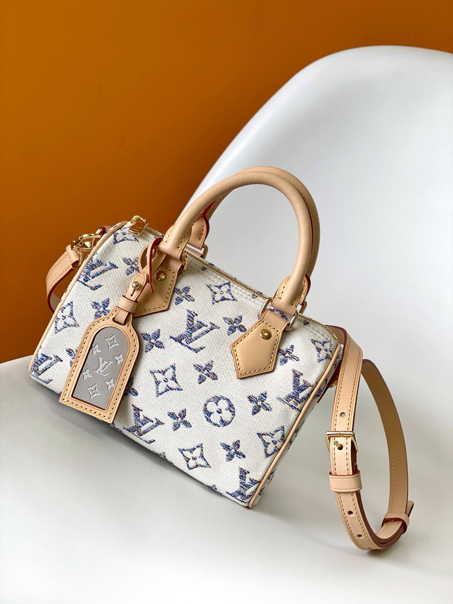 Louis Vuitton Monogram White Canvas Speedy Bandoulière 20 Bag