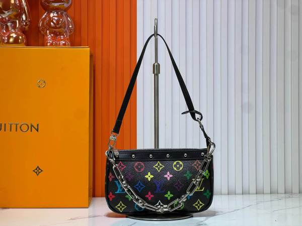 Louis Vuitton LV x Murakami TM Multicolored Monogram Canvas Black Pochette Accessoires