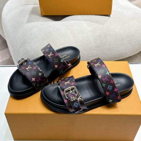 Louis Vuitton LV x Murakami TM Bom Dia Flat Comfort Mule in Brown|