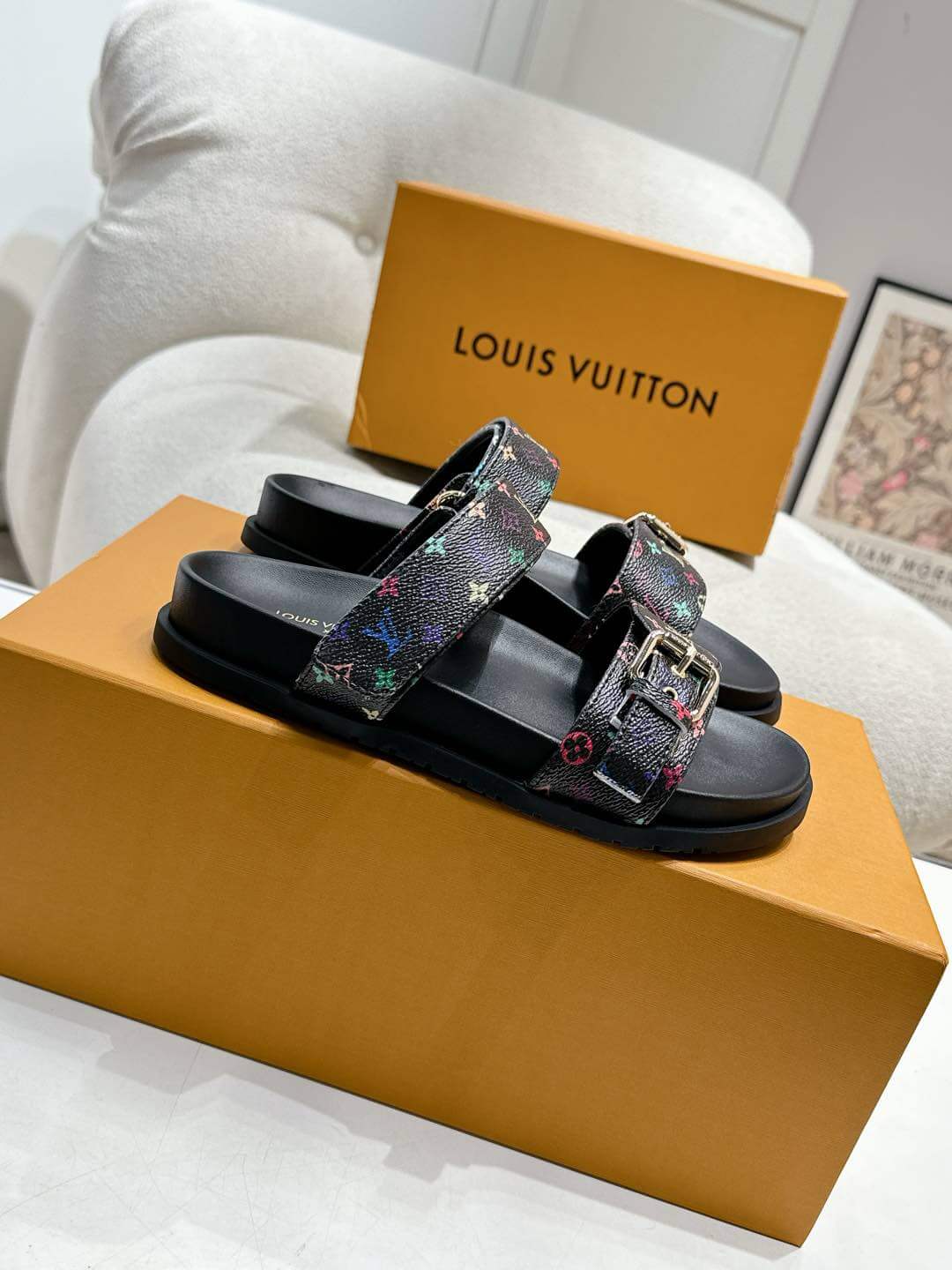 Louis Vuitton LV x Murakami TM Bom Dia Flat Comfort Mule in Noir - Image 9
