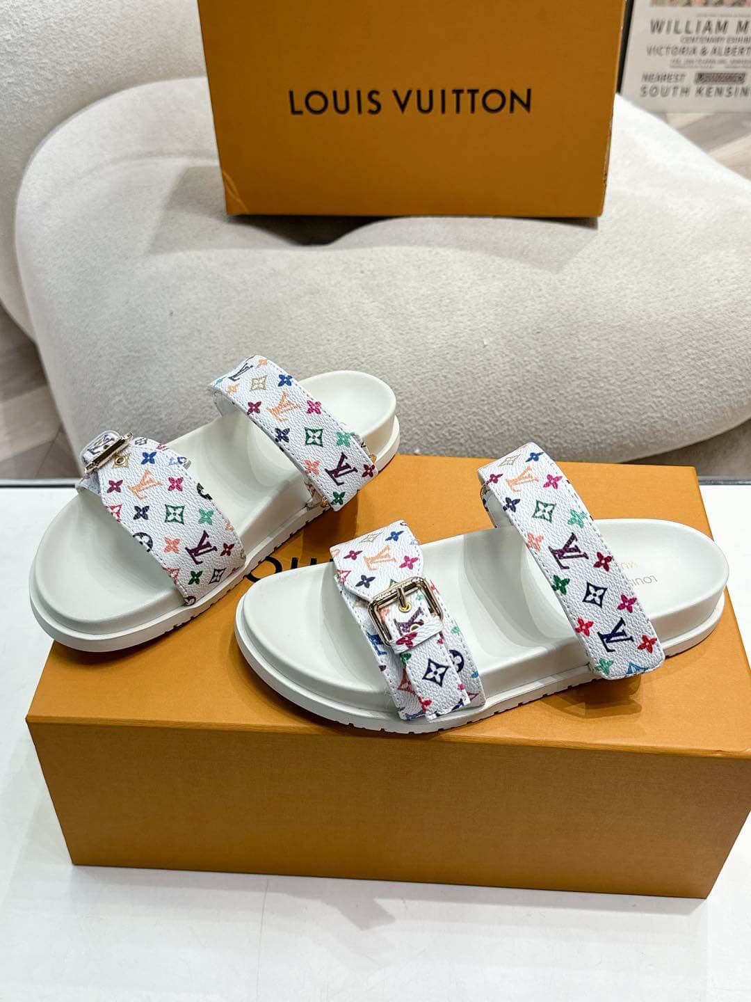Louis Vuitton LV x Murakami TM Bom Dia Flat Comfort Mule in White
