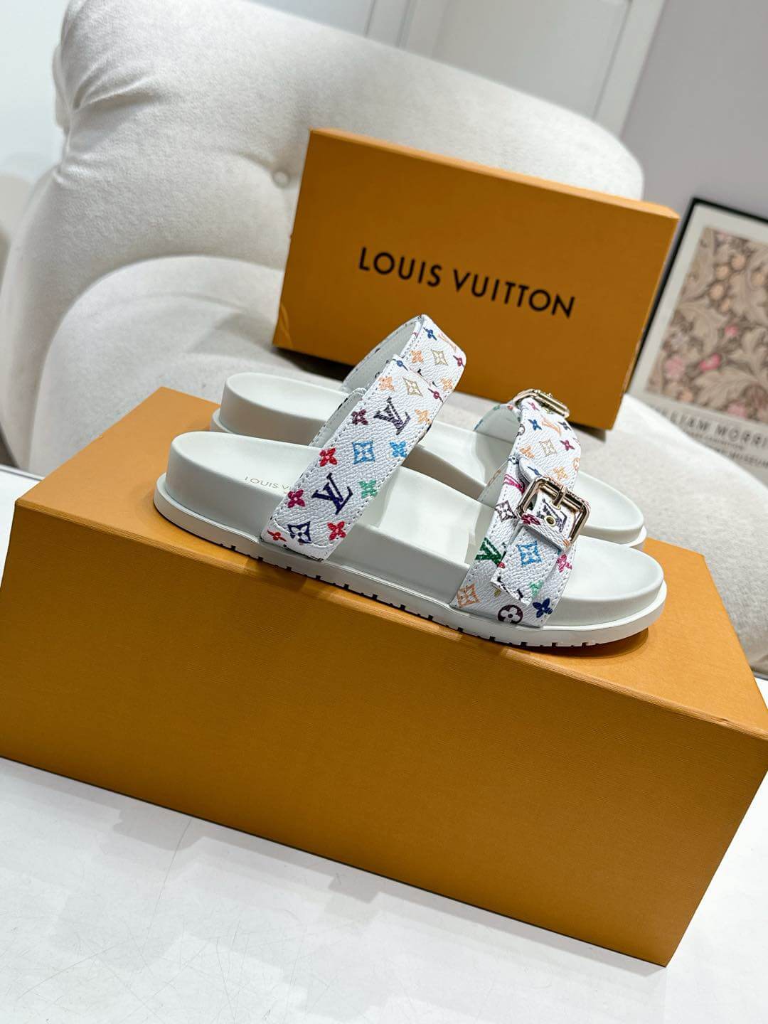 Louis Vuitton LV x Murakami TM Bom Dia Flat Comfort Mule in White - Image 7