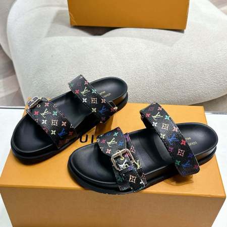 Louis Vuitton LV x Murakami TM Bom Dia Flat Comfort Mule in Noir