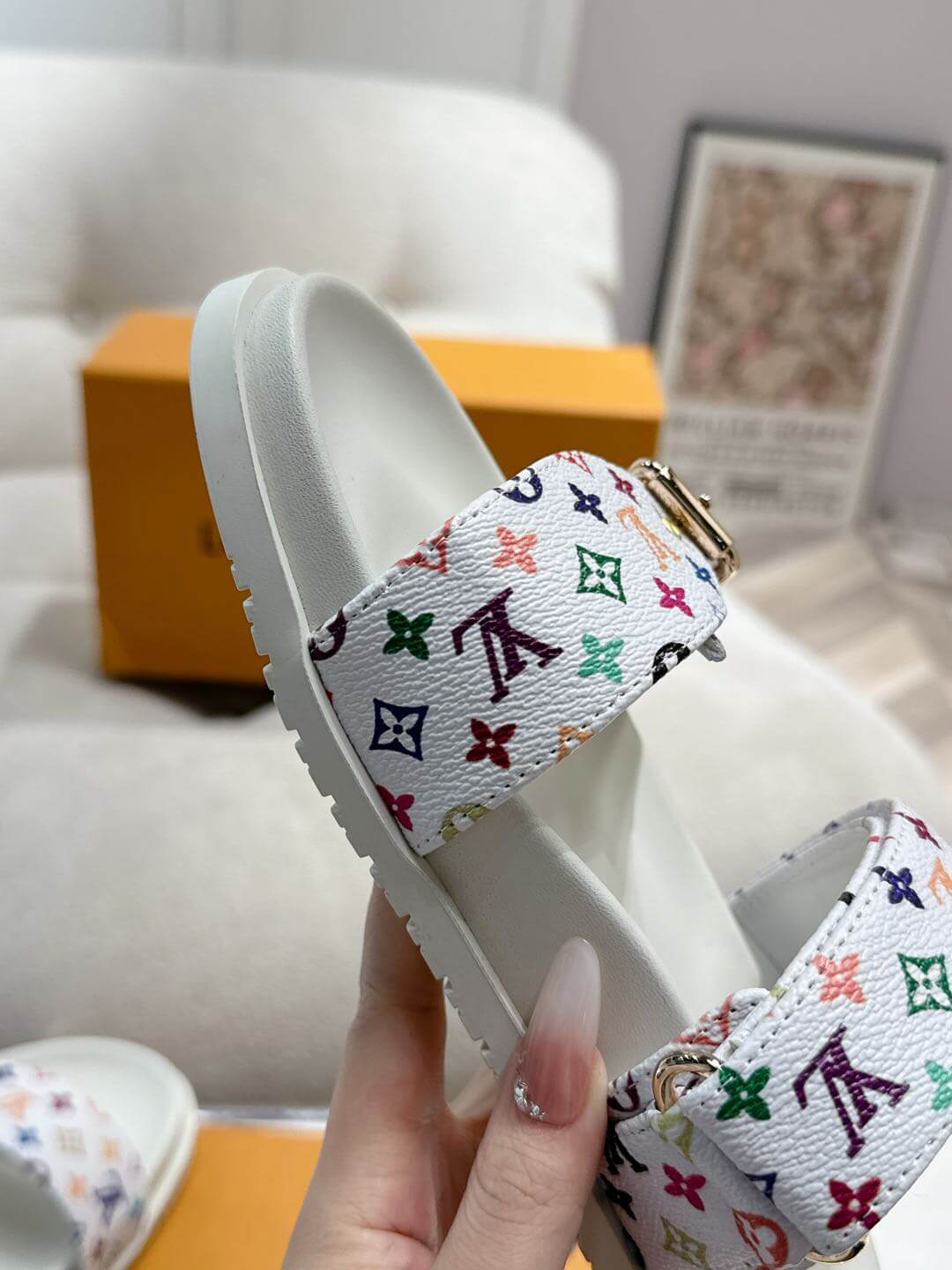Louis Vuitton LV x Murakami TM Bom Dia Flat Comfort Mule in White - Image 10