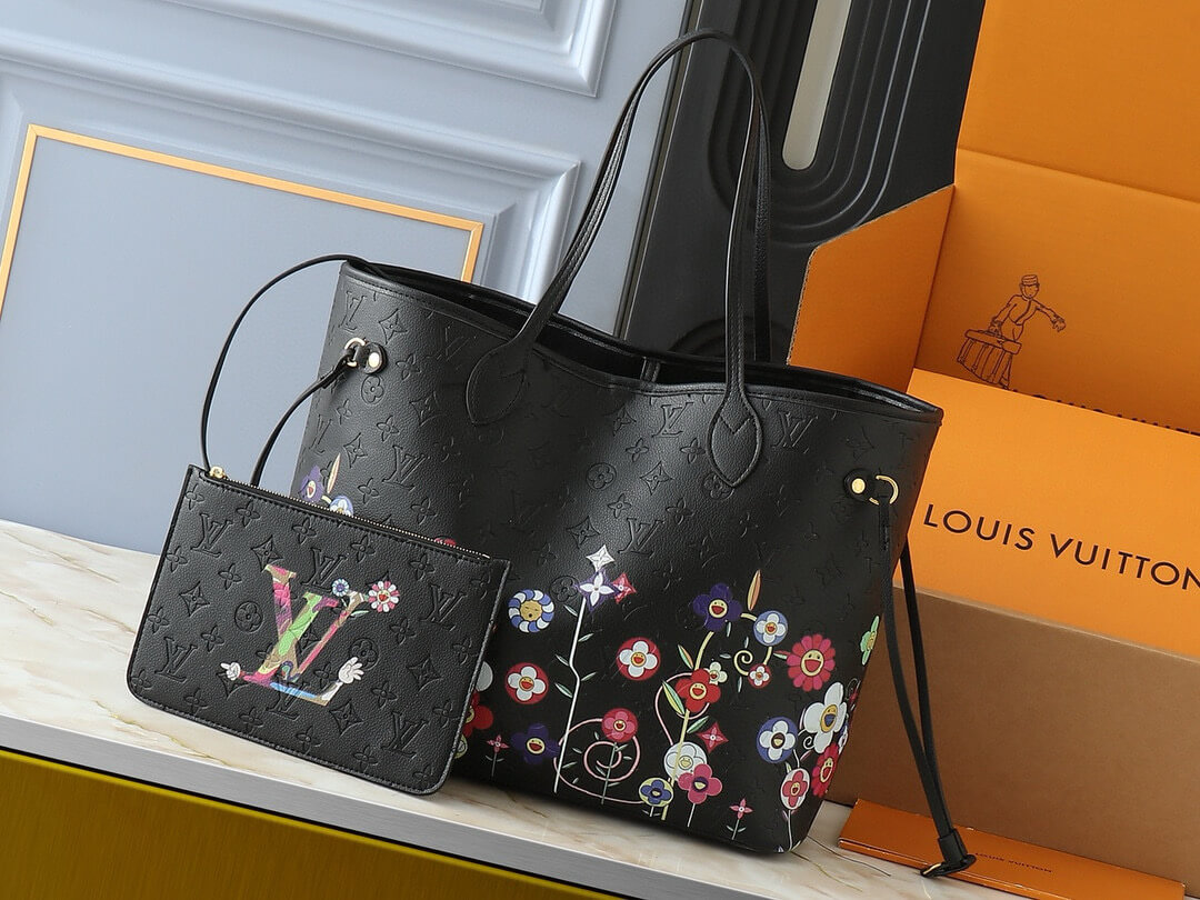 Louis Vuitton LV X Murakami TM Monogram Canvas Neverfull MM Tote Bag