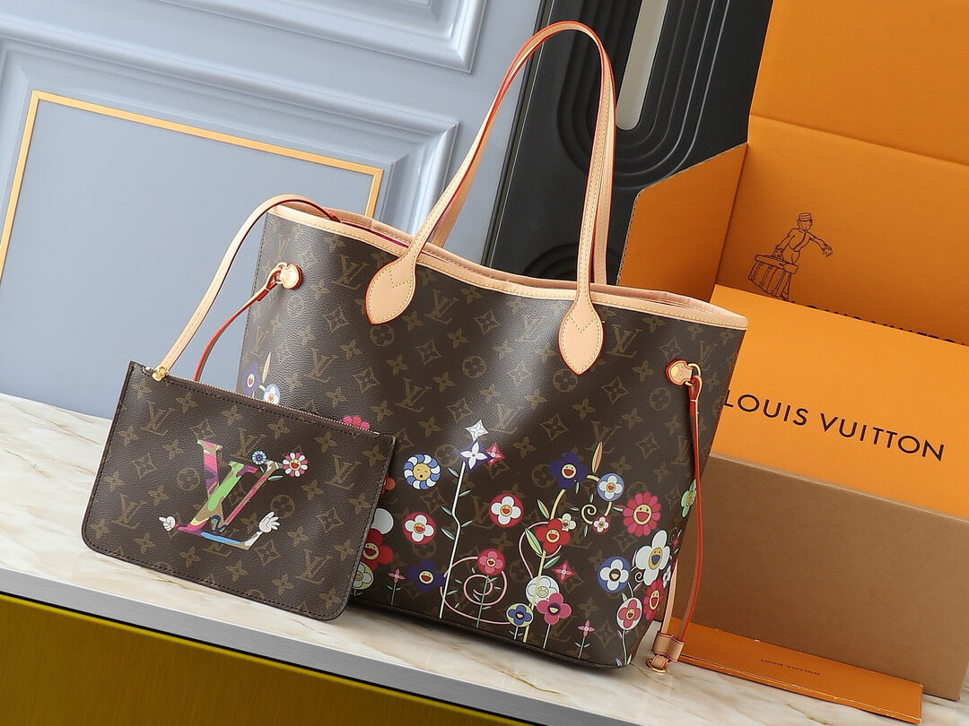 Louis Vuitton LV X Murakami TM Monogram Canvas Neverfull MM Tote Bag - Image 9