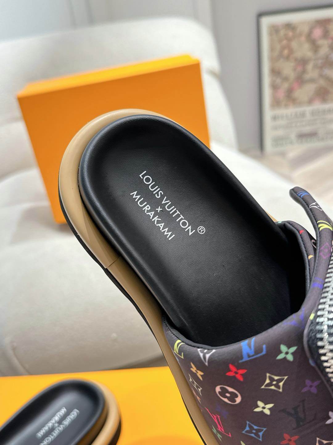 Louis Vuitton LV x Murakami TM Pool Pillow Flat Comfort Mule in Noir and Beige - Image 6