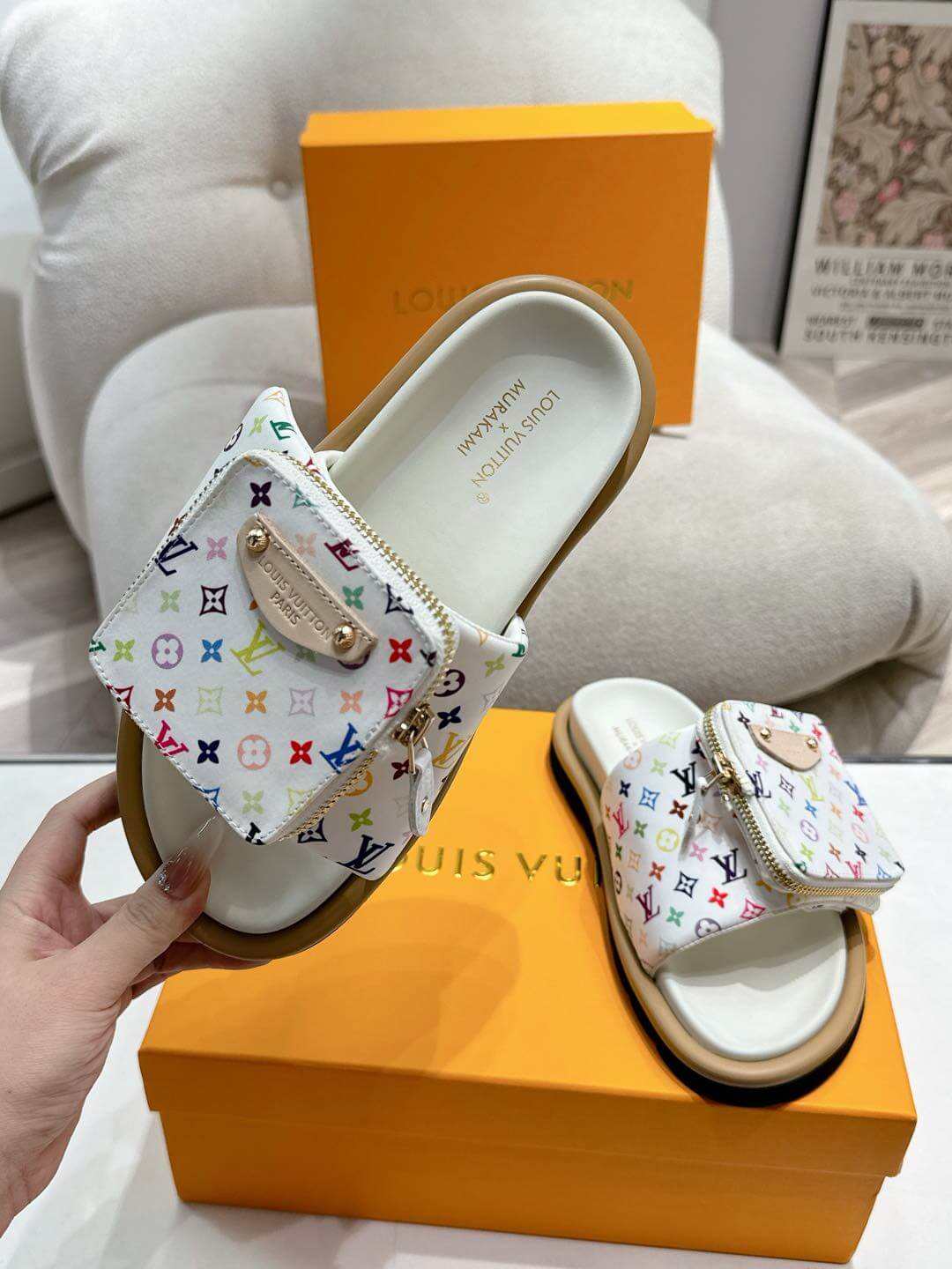 Louis Vuitton LV x Murakami TM Pool Pillow Flat Comfort Mule in Blanc - Image 6