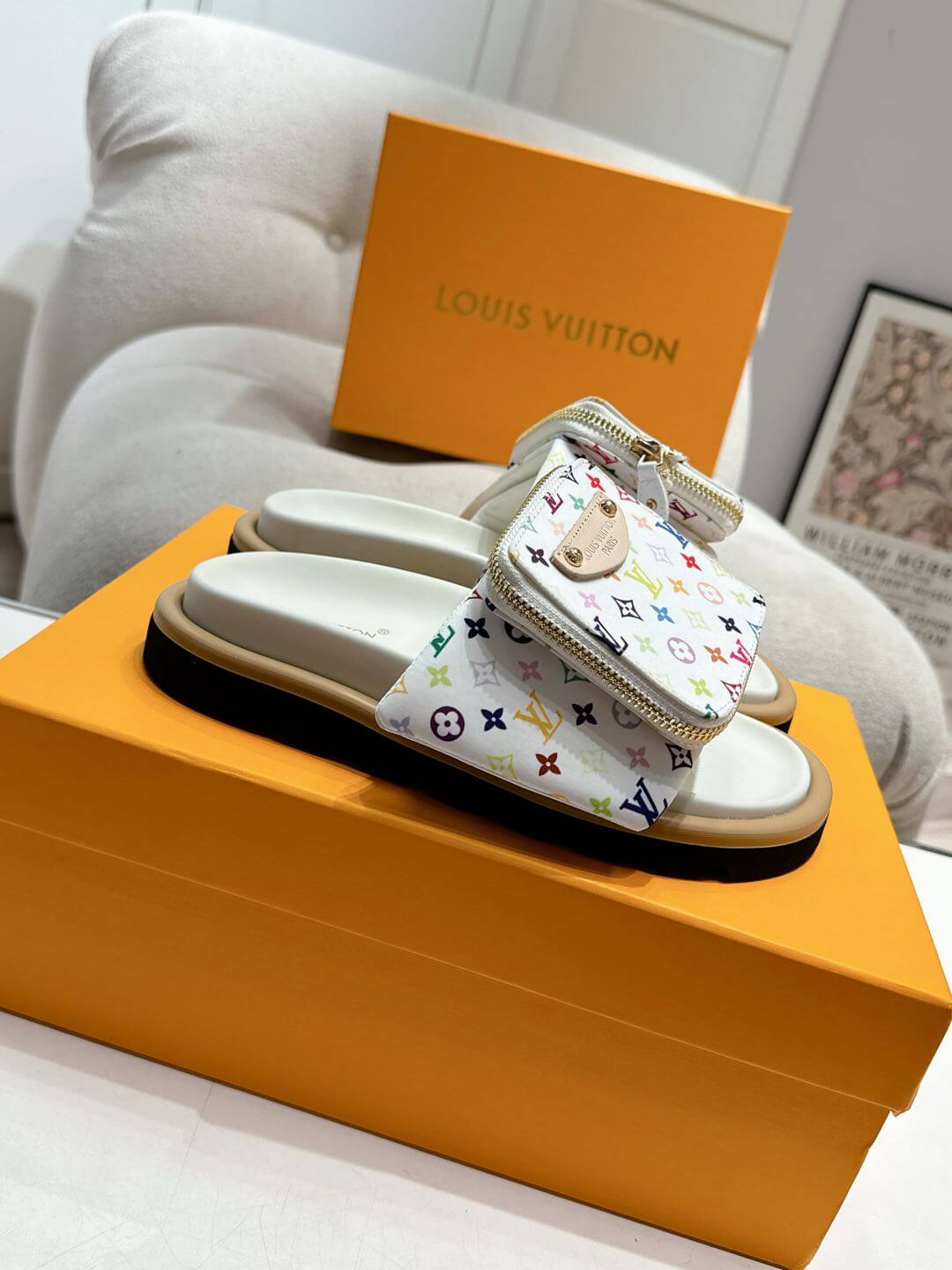 Louis Vuitton LV x Murakami TM Pool Pillow Flat Comfort Mule in Blanc - Image 7