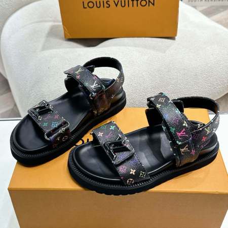 Louis Vuitton LV x Murakami TM Sunset Flat Comfort Sandal in Noir