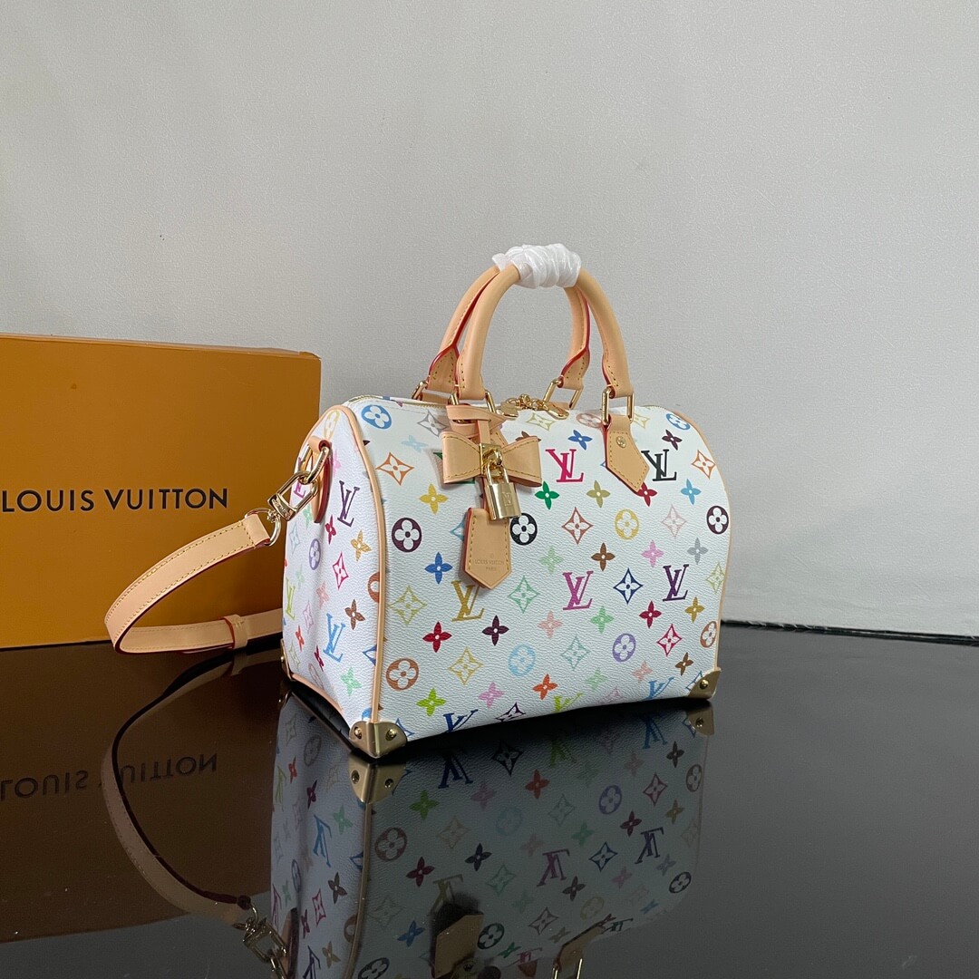 Louis Vuitton LV X Murakami TM Monogram White Canvas Speedy Bandouliere 25 Bag - Image 9