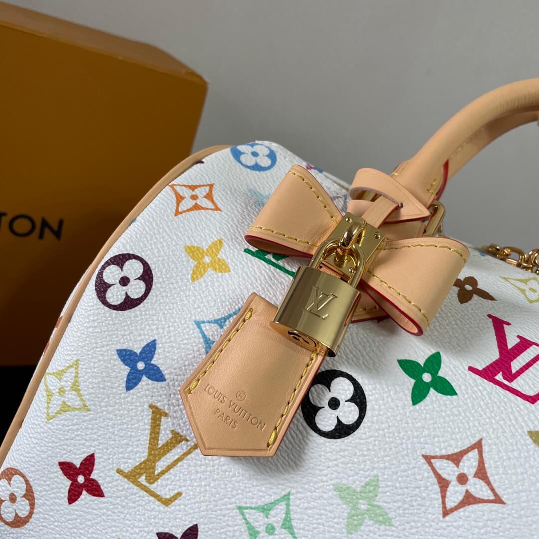 Louis Vuitton LV X Murakami TM Monogram White Canvas Speedy Bandouliere 25 Bag - Image 6