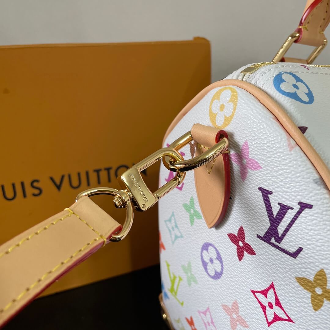 Louis Vuitton LV X Murakami TM Monogram White Canvas Speedy Bandouliere 25 Bag - Image 4