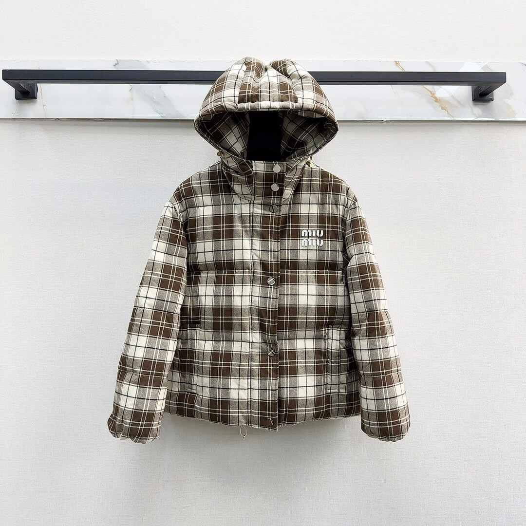 Miu Miu Check Hooded Blouson Jacket