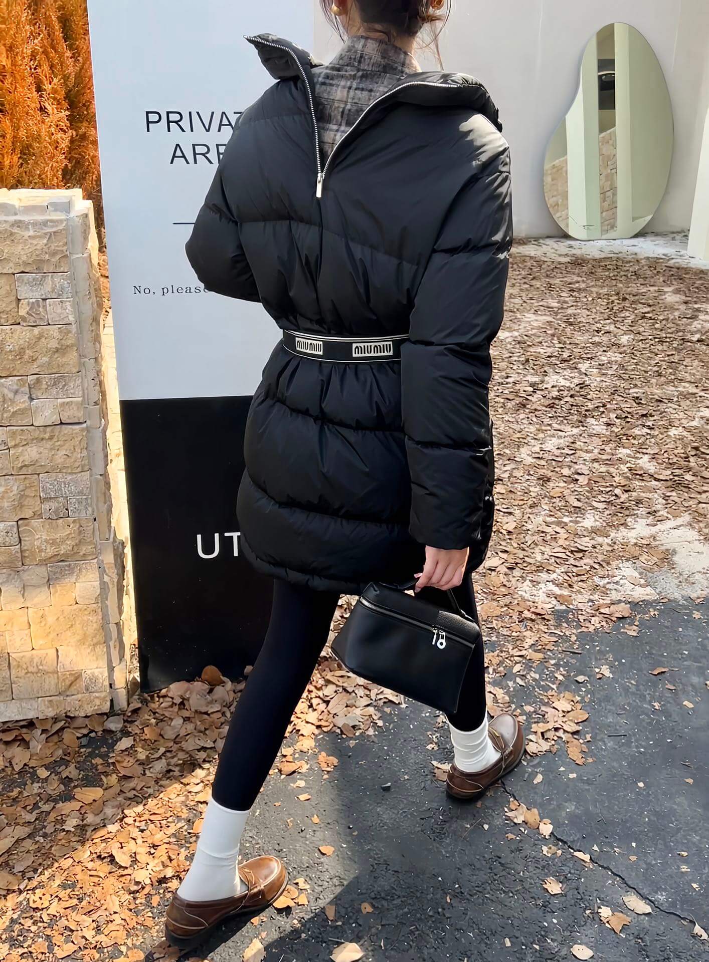 Miu Miu Women's Long Down Jacket in Black - Image 8