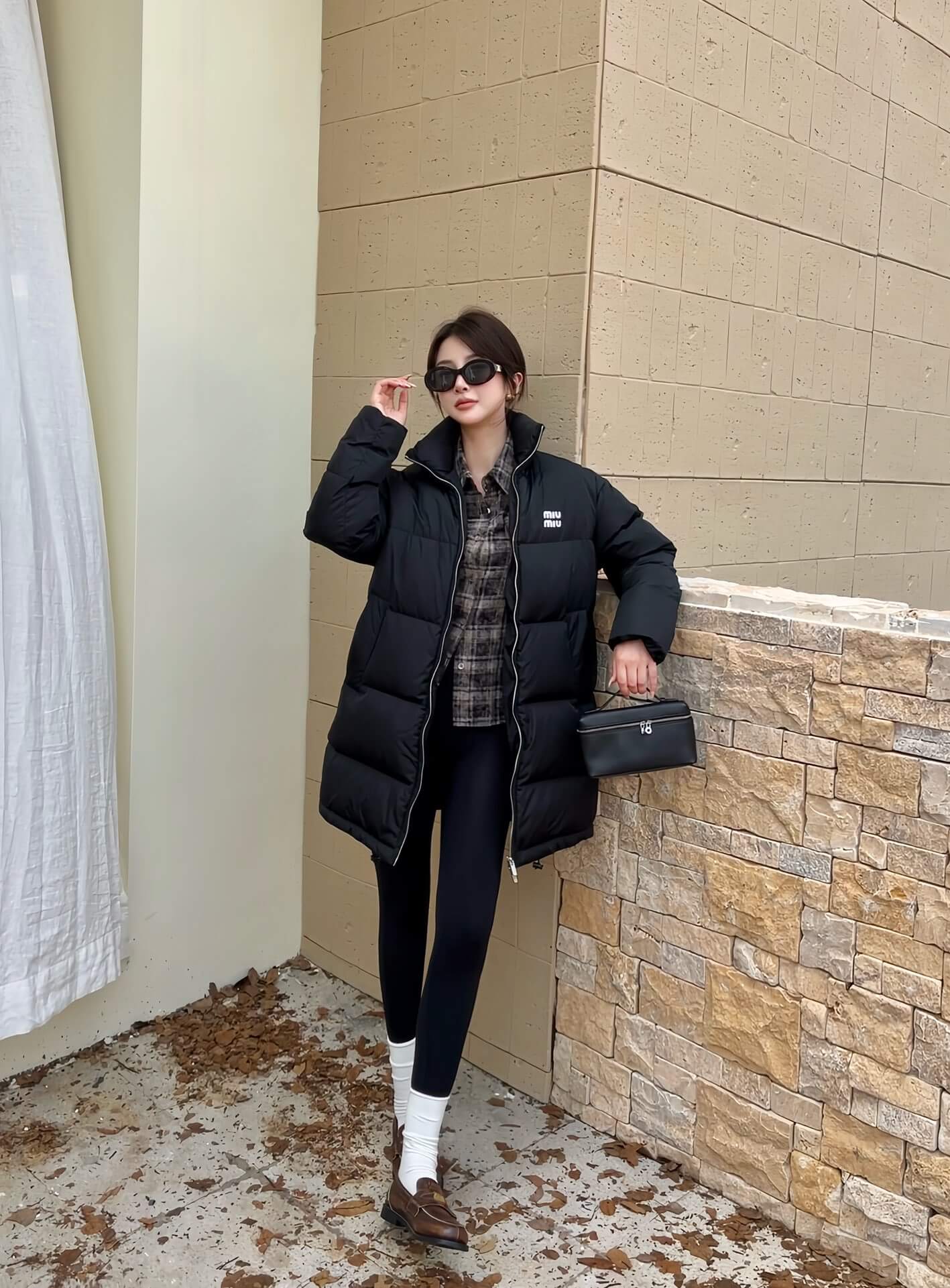 Miu Miu Women's Long Down Jacket in Black - Image 9