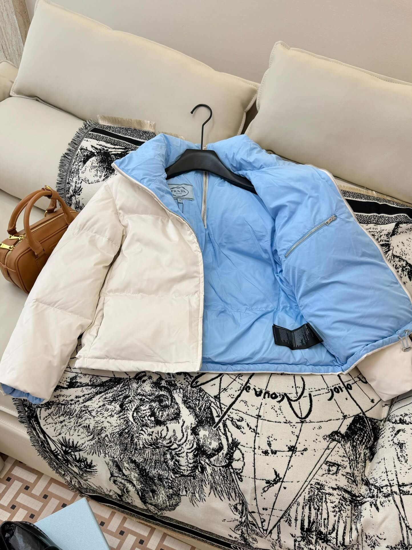 Prada Re-Nylon Down Jacket in White - Image 7
