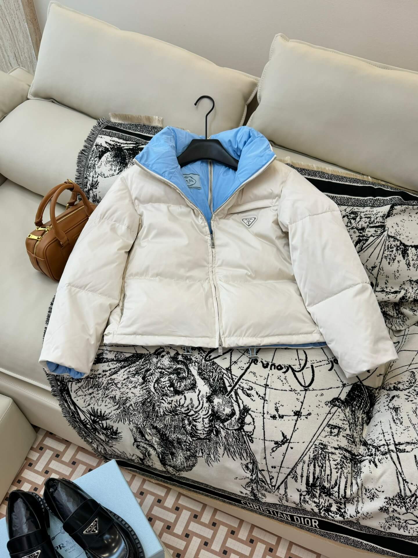 Prada Re-Nylon Down Jacket in White - Image 8