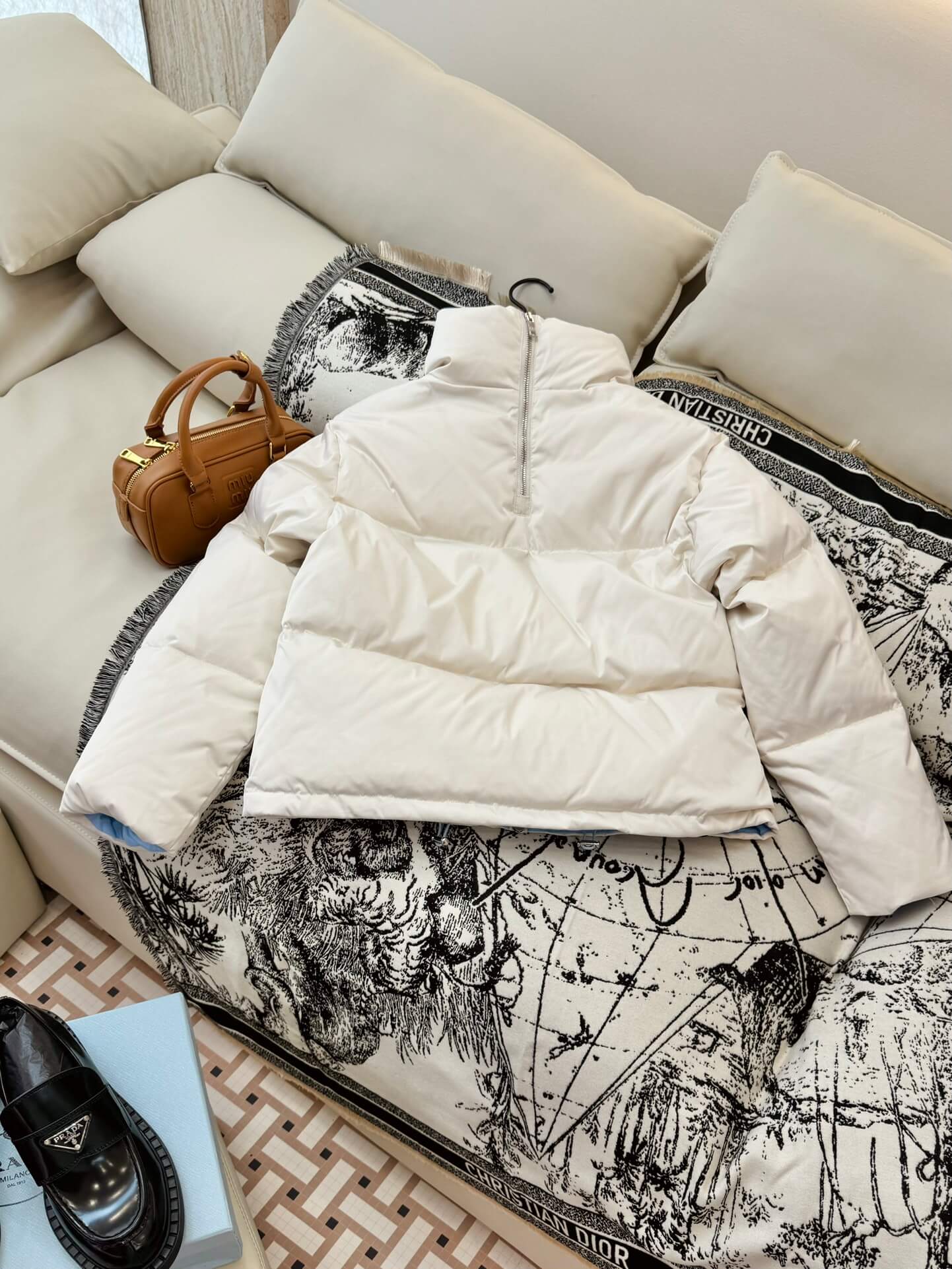 Prada Re-Nylon Down Jacket in White - Image 9
