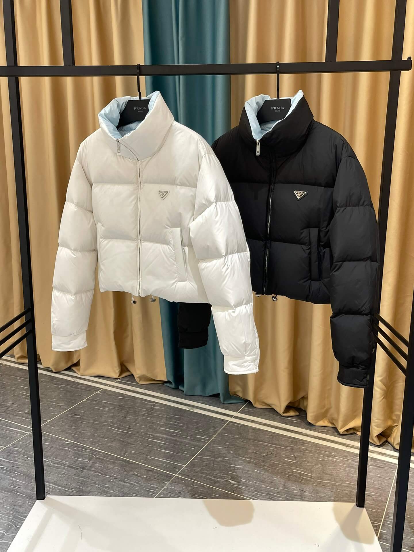 Prada Re-Nylon Cropped Down Jacket in White - Image 4
