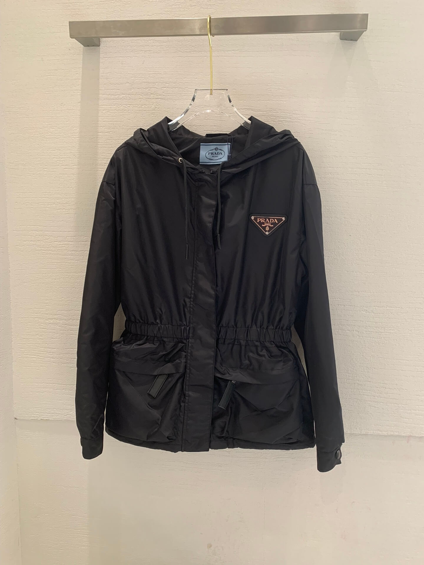 Prada Drawstring Black Hooded Jacket - Image 2