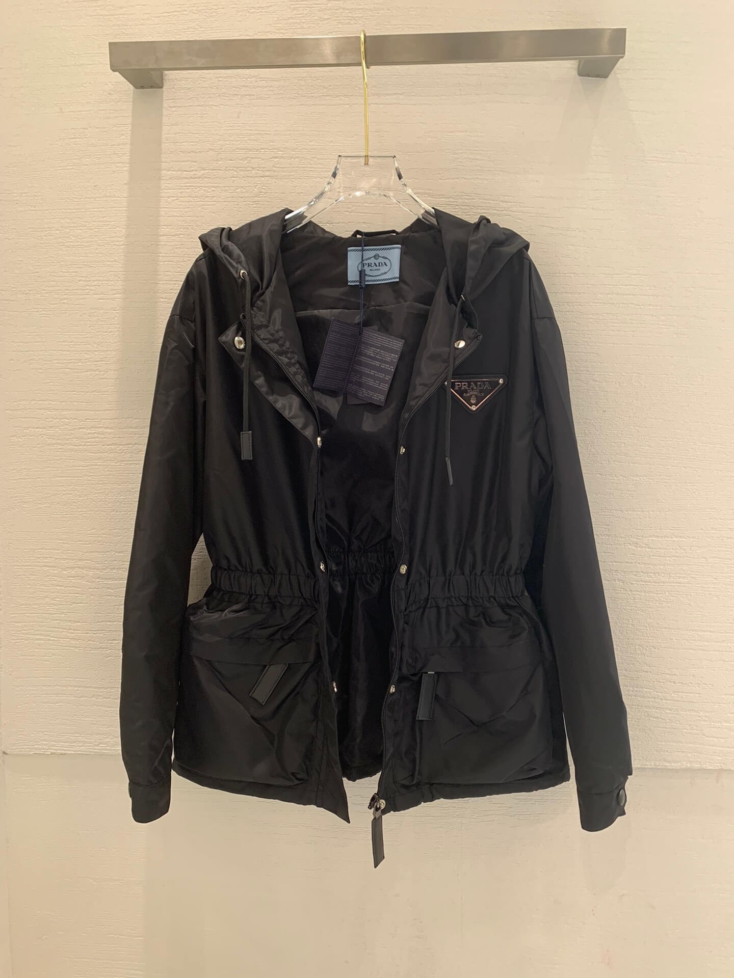 Prada Drawstring Black Hooded Jacket - Image 7