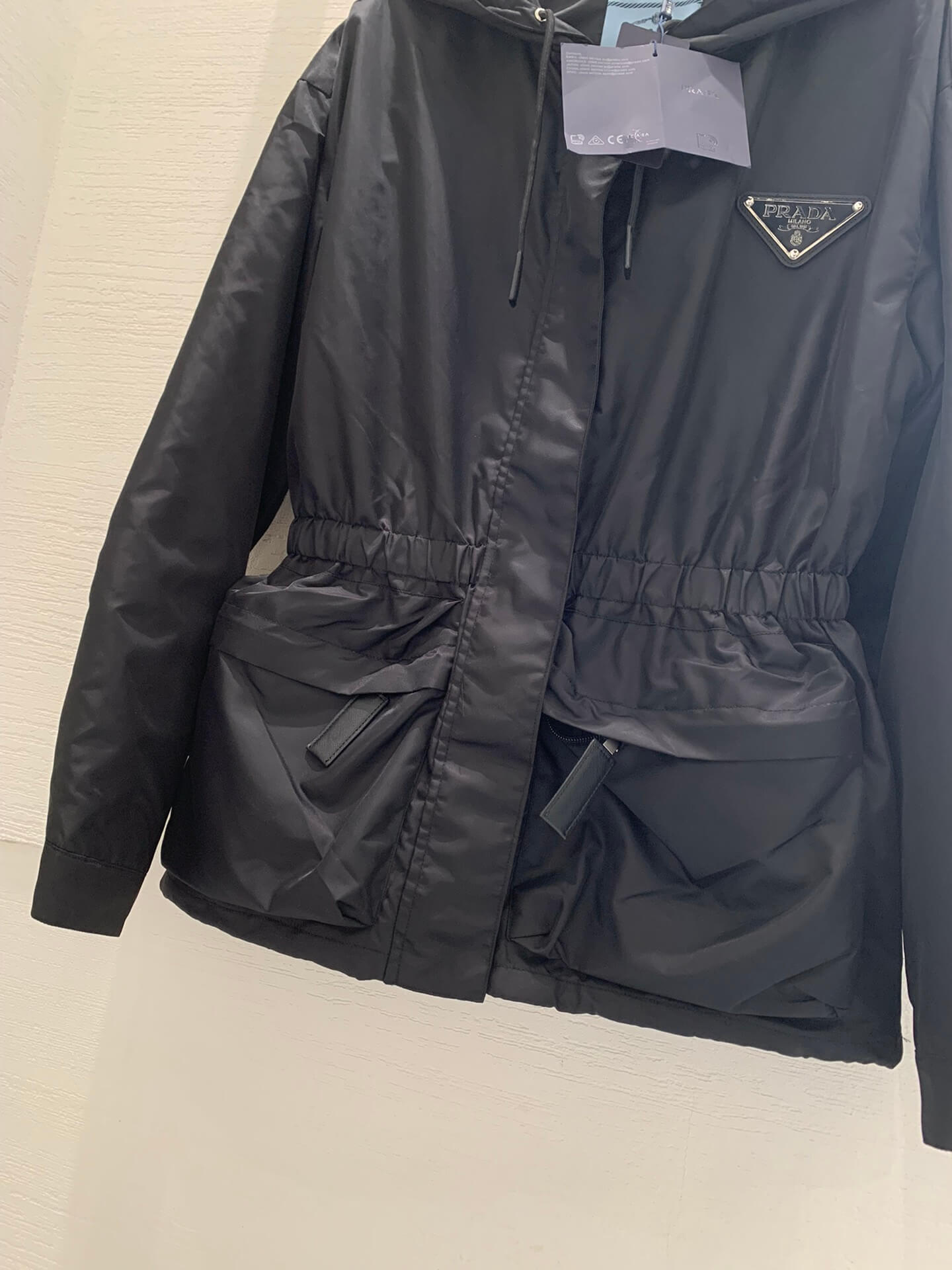 Prada Drawstring Black Hooded Jacket - Image 5