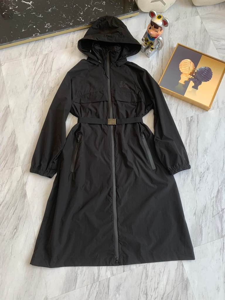 Burberry Belted  Parka Black Trench Coat
