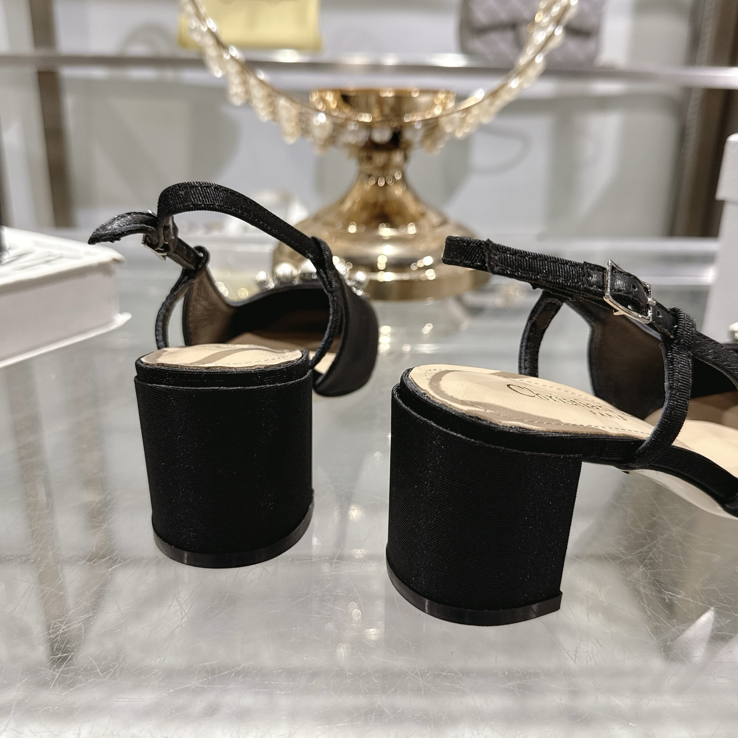 Dior Slingback Pearl and Metal CD Embellishment Black Pump - Image 9