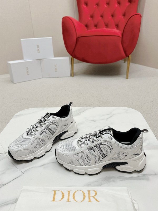 Dior Chrono White Mesh with Black Embroidered Detailing Sneakers