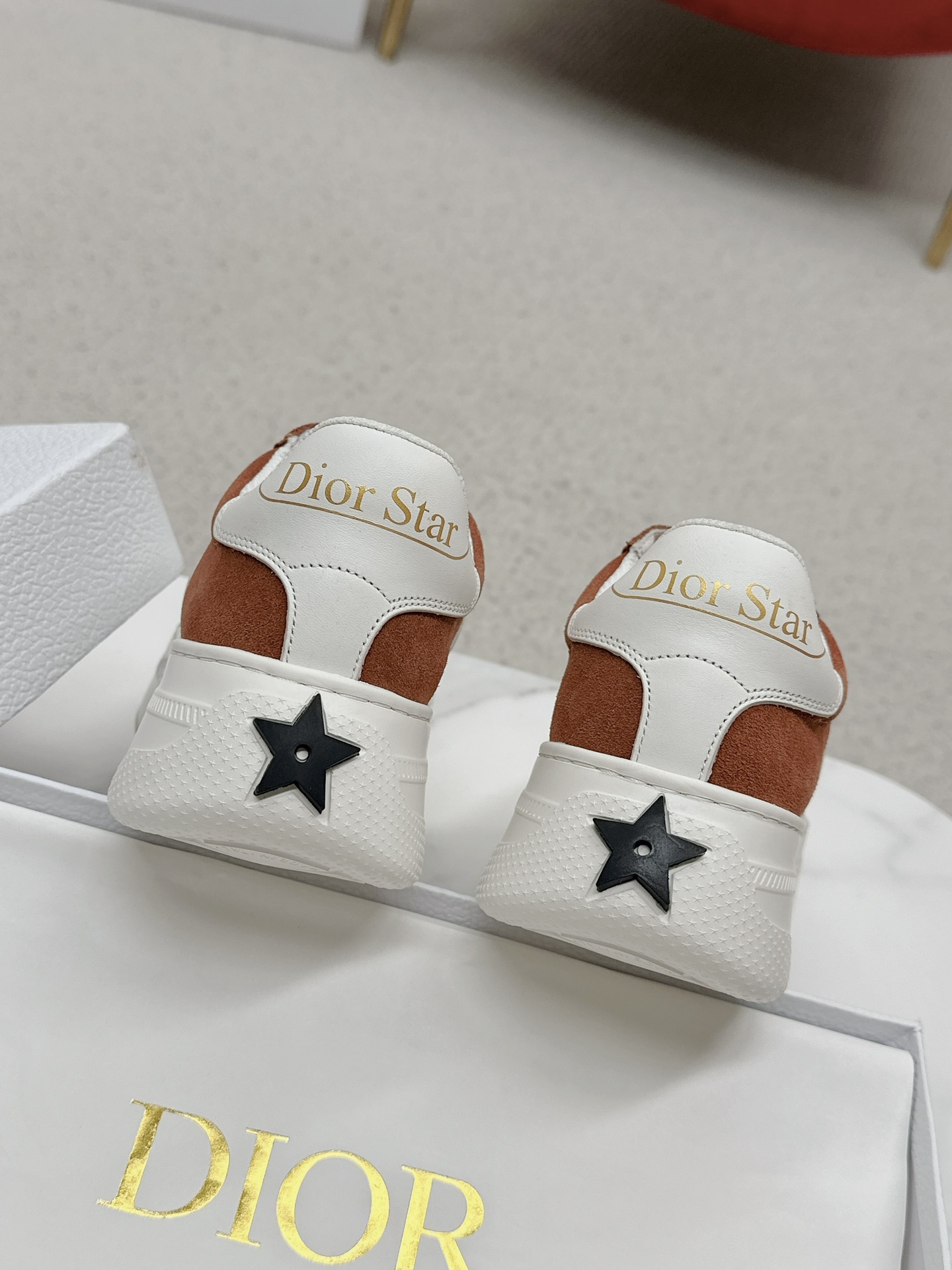 Dior Star Sneaker in Rust Suede and White Calfskin - Image 9