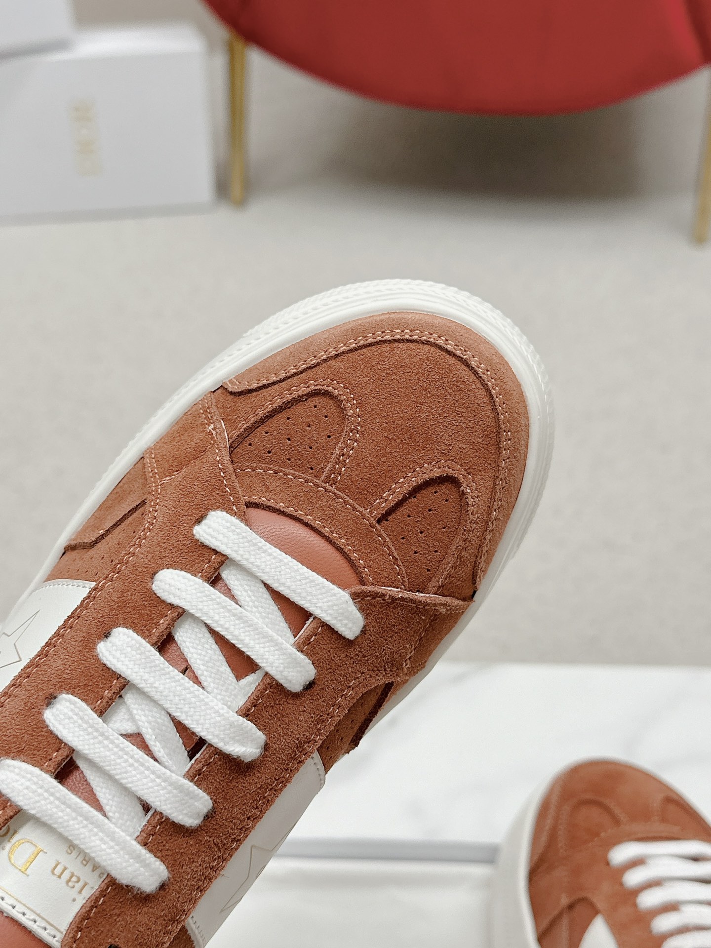 Dior Star Sneaker in Rust Suede and White Calfskin - Image 8